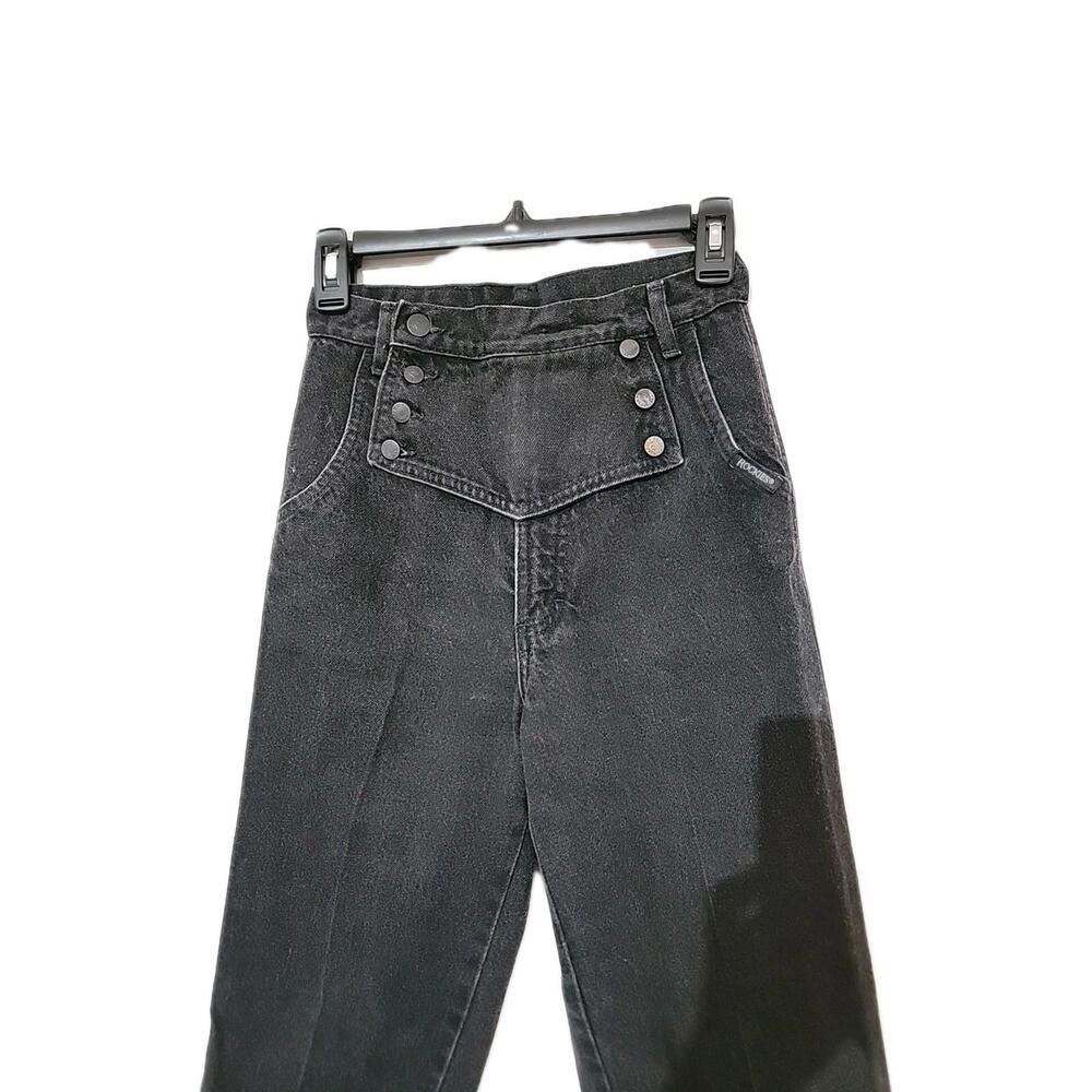 Vtg Rocky Mountain Rockies Western Cowgirl Black Denim Jeans Bareback 27  Size 5